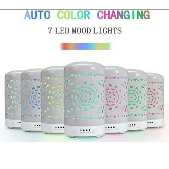 Aromatherapy Essential Oil Diffuser Auto Color Changing 7 Led Mood Lights BNIB - Picture 1 of 4